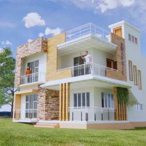 Smart Bungalow Plan with Rental Income (2BHK Owner + 1BHK Tenant) Revit File