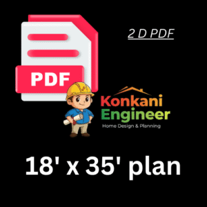 18' x 35' Small House Plan | 1BHK Budget Home Design (630 Sq. Ft.) | PDF Download